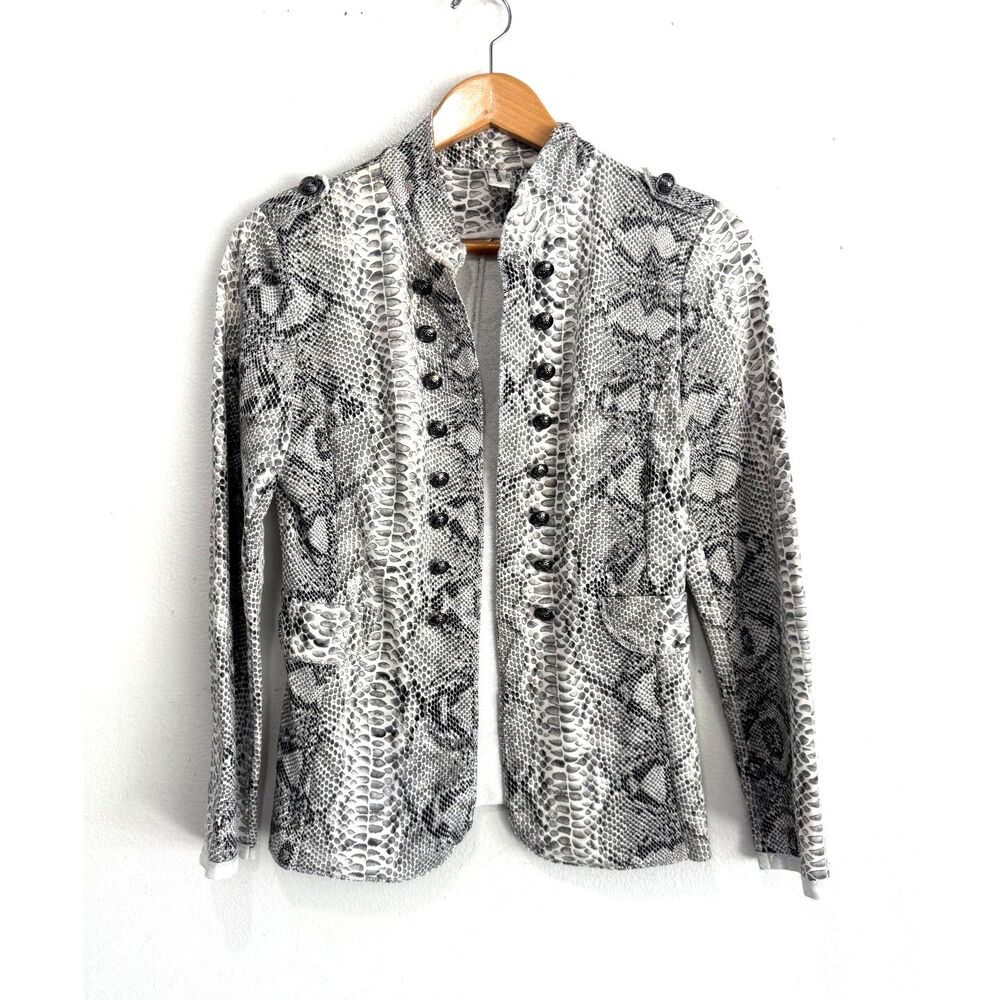 New Collection military jacket cardigan Italian animal print snake women M